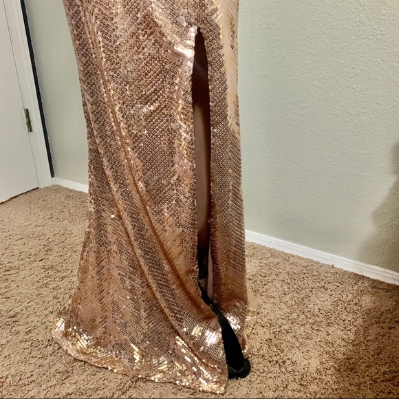 NWT - Rose Gold Sequin Prom Formal Dress - Picture 3 of 6